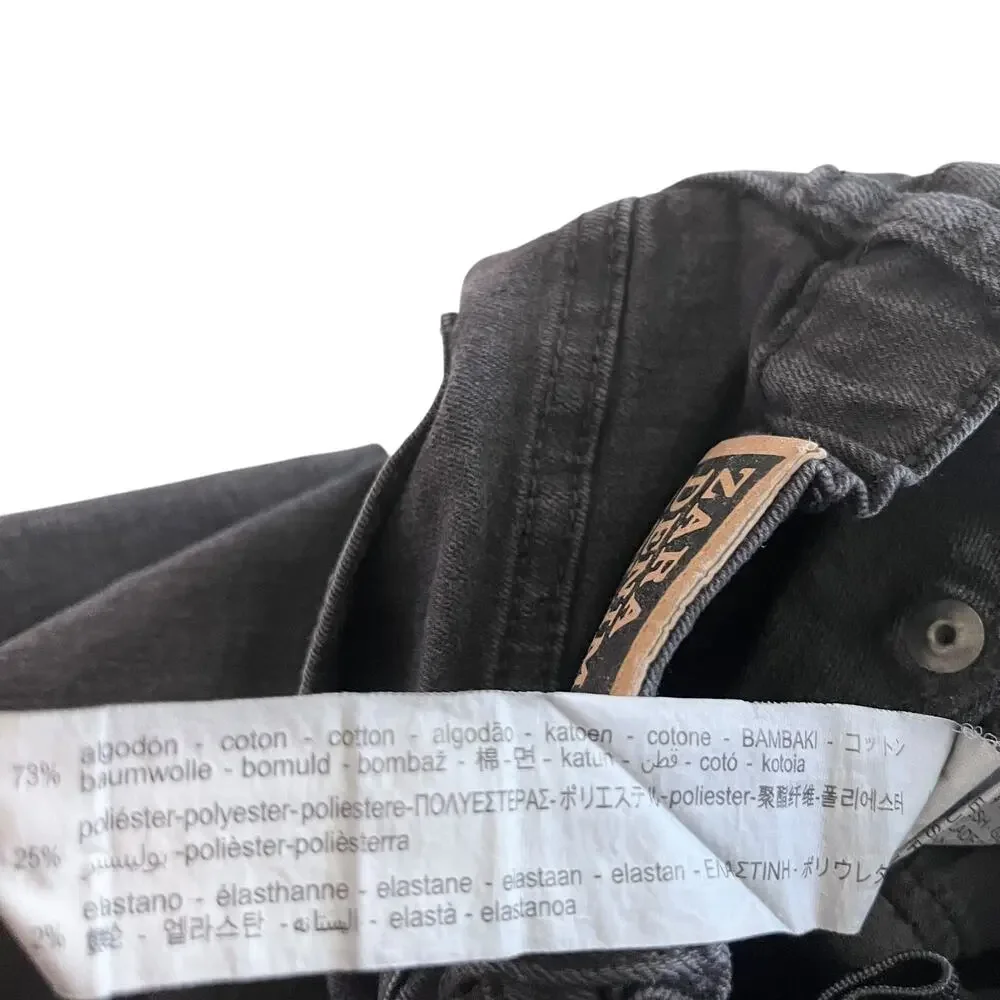 Zara boys black distressed denim streach jeans pants size 2-3